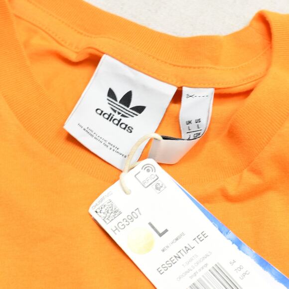 NEW Adidas Men T Shirt Short Sleeve Crew Neck Trefoil Cotton Orange Size L - Picture 7 of 8